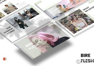 30页时尚模特写真摄影图片展示PPT模板5种主题配色 - 顶尖PPT