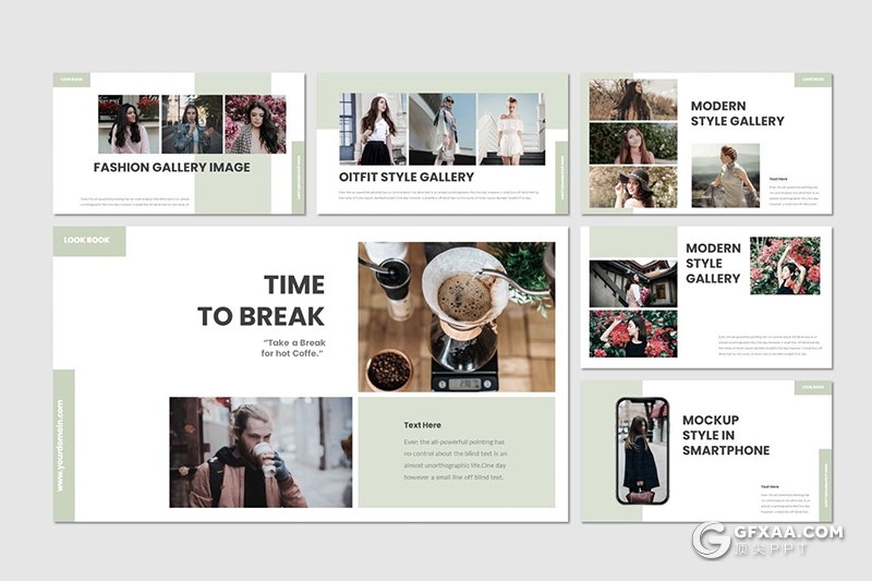 30页时尚模特写真摄影图片展示keynote模板5种主题配色 - 顶尖PPT
