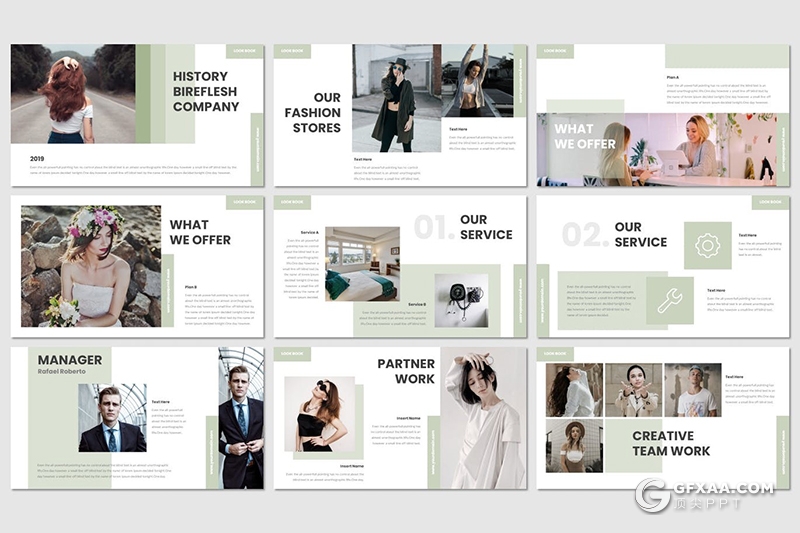 30页时尚模特写真摄影图片展示keynote模板5种主题配色 - 顶尖PPT