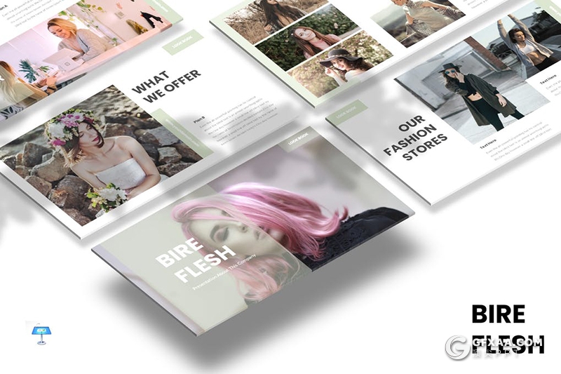 30页时尚模特写真摄影图片展示keynote模板5种主题配色 - 顶尖PPT