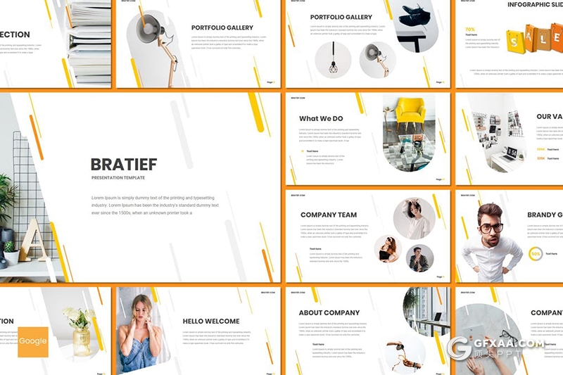 30页5中配色圆角竖条组合设计商务演讲Google slides模板 - 顶尖PPT