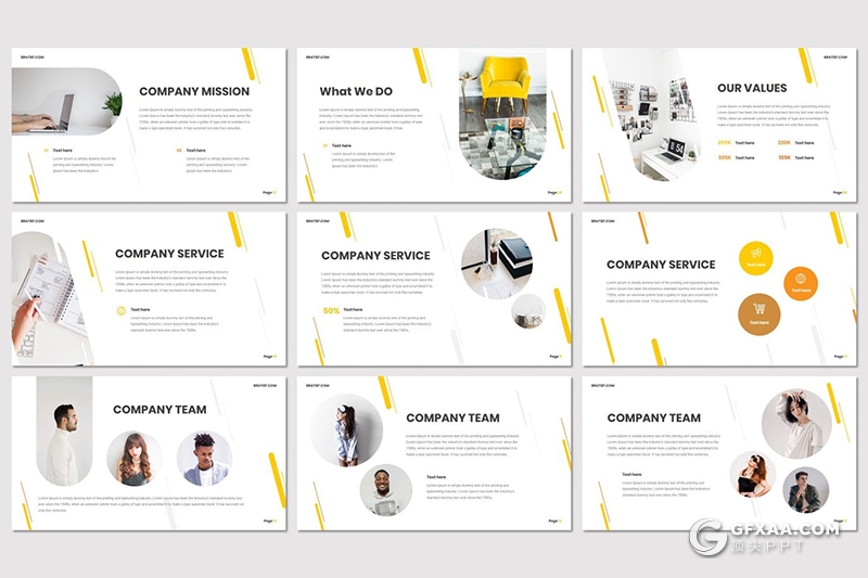 30页5中配色圆角竖条组合设计商务演讲Google slides模板 - 顶尖PPT