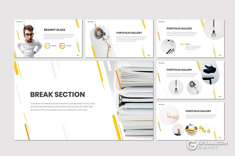 30页5中配色圆角竖条组合设计商务演讲Google slides模板 - 顶尖PPT