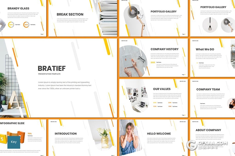 30页5中配色圆角竖条组合设计商务演讲keynote模板 - 顶尖PPT