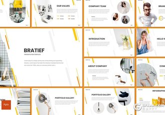 30页5中配色圆角竖条组合设计商务演讲PPT模板 - 顶尖PPT