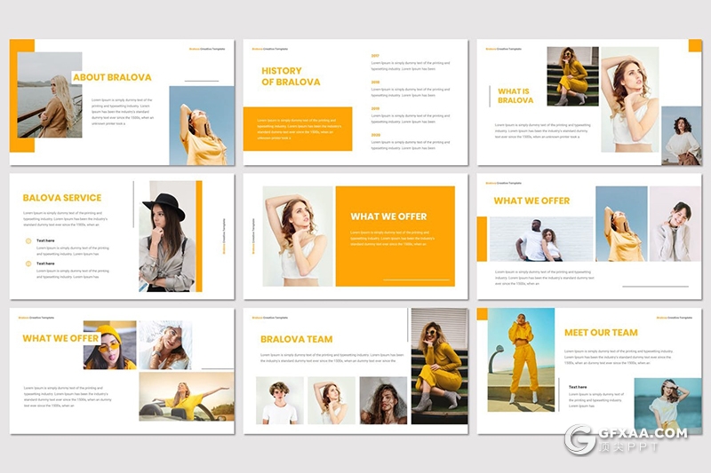 30页简约时尚服装秀女性服装行业市场分析keynote模板5种配色 - 顶尖PPT