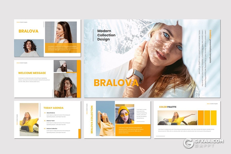 30页简约时尚服装秀女性服装行业市场分析keynote模板5种配色 - 顶尖PPT