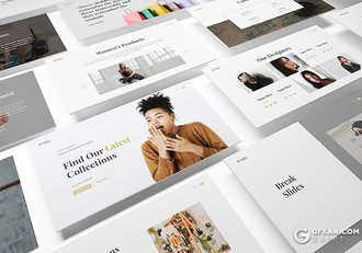 30页时尚杂志女性模特写真摄影图片时尚服装展示keynote模板 - 顶尖PPT