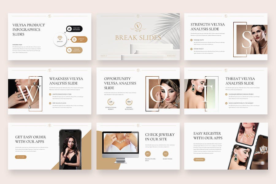 天鹅绒珠宝品牌宣传展示PPT模板 - 顶尖PPT