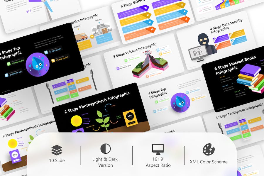 多色彩阶段信息城市工程能源项目图表PPT模板 - 顶尖PPT