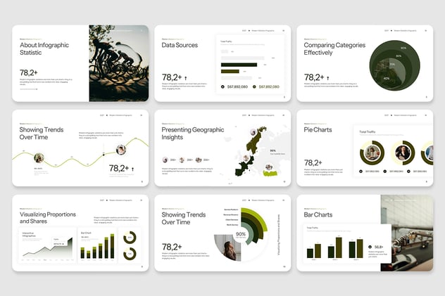 商务场景数据统计可视化信息图形PPT模板 - 顶尖PPT