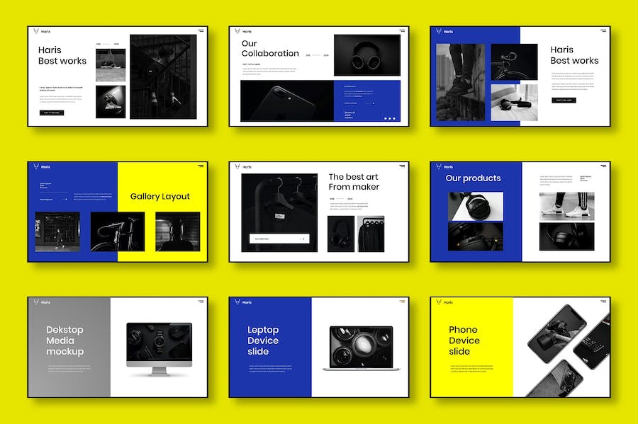 黄蓝色商务项目路演Keynote模板 - 顶尖PPT