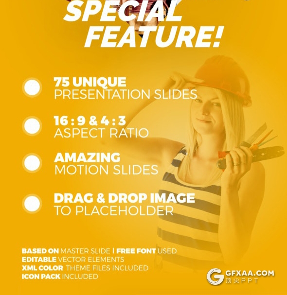 76页国外创意设计精美动画建筑工程地产公司PPT模板16:9和4:3尺寸10种主题配色 - 顶尖PPT