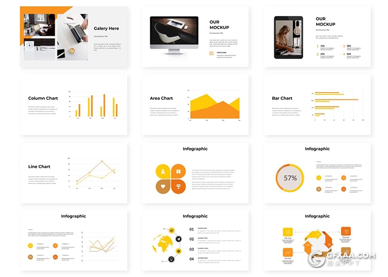 30扁平化商务工作计划国外多用途Google slides模板5种主题配色 - 顶尖PPT