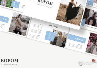 30页极简文艺时尚流行模特写真服装展示摄影图片PPT模板5种主题配色 - 顶尖PPT