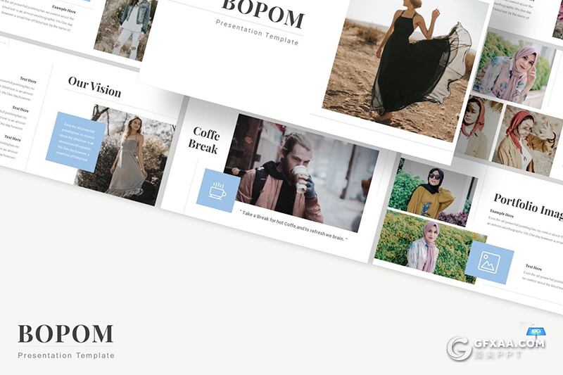 30页极简文艺时尚流行模特写真服装展示摄影图片keynote模板5种主题配色 - 顶尖PPT