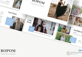 30页极简文艺时尚流行模特写真服装展示摄影图片keynote模板5种主题配色 - 顶尖PPT