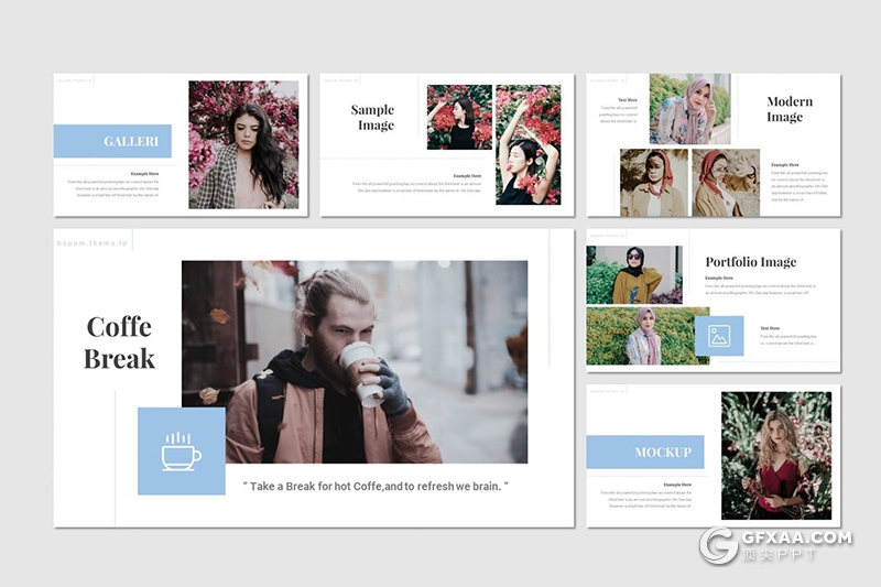 30页极简文艺时尚流行模特写真服装展示摄影图片keynote模板5种主题配色 - 顶尖PPT