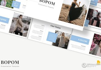 30页极简文艺时尚流行模特写真服装展示摄影图片Google slides模板5种主题配色 - 顶尖PPT