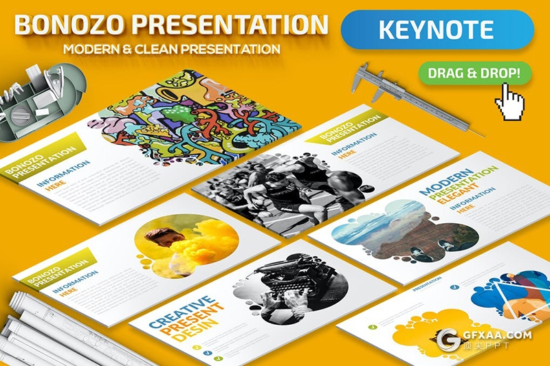 35页创意圆形图片占位符图文搭配设计keynote模板 赠送1000矢量可变图标 - 顶尖PPT