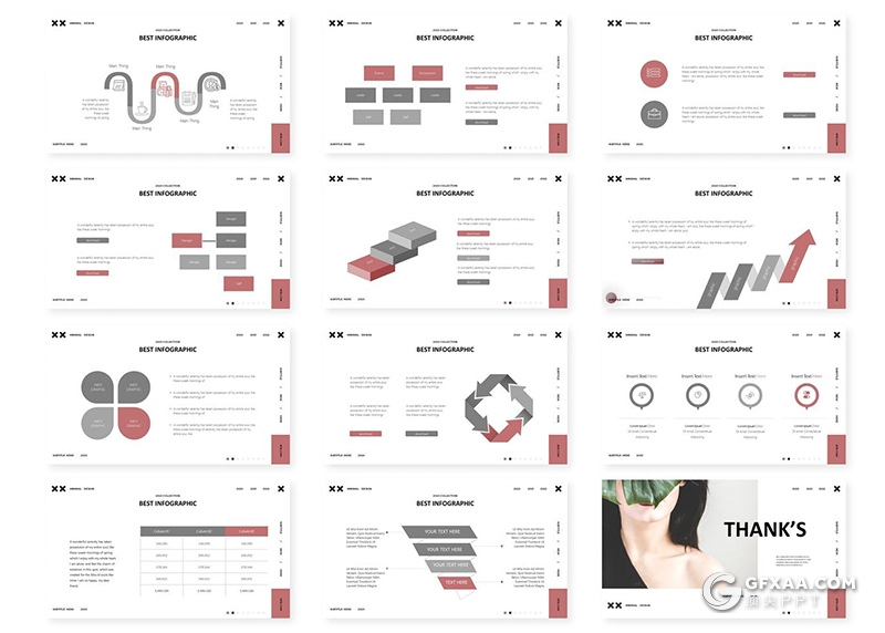 30页国外简约风格时尚服装秀服装展示多用途PPT模板5种配色 - 顶尖PPT