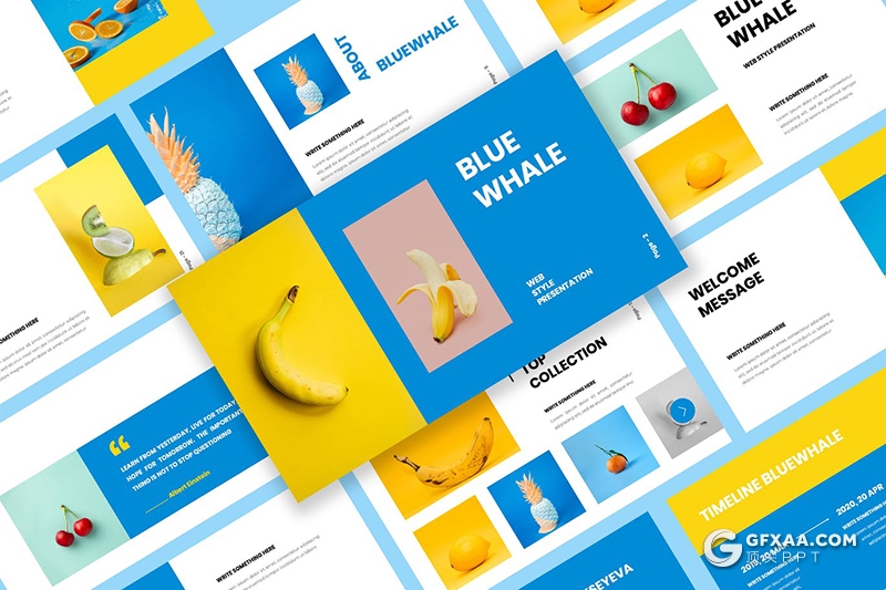 40页扁平化简约风格图片展示风格Google slides模板 - 顶尖PPT