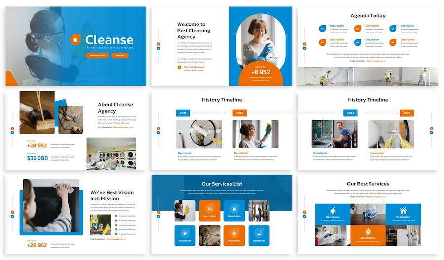 家政清理服务PowerPoint模板 - 顶尖PPT