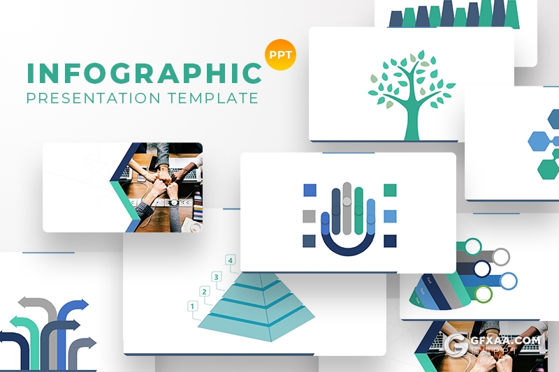 100页扁平化风格创意商务图形逻辑图形可编辑PPT模板 - 顶尖PPT