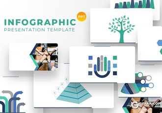 100页扁平化风格创意商务图形逻辑图形可编辑PPT模板 - 顶尖PPT