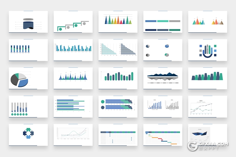 100页扁平化风格创意商务图形逻辑图形可编辑PPT模板 - 顶尖PPT