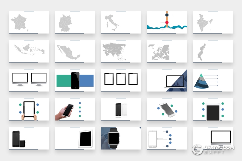 100页扁平化风格创意商务图形逻辑图形可编辑PPT模板 - 顶尖PPT