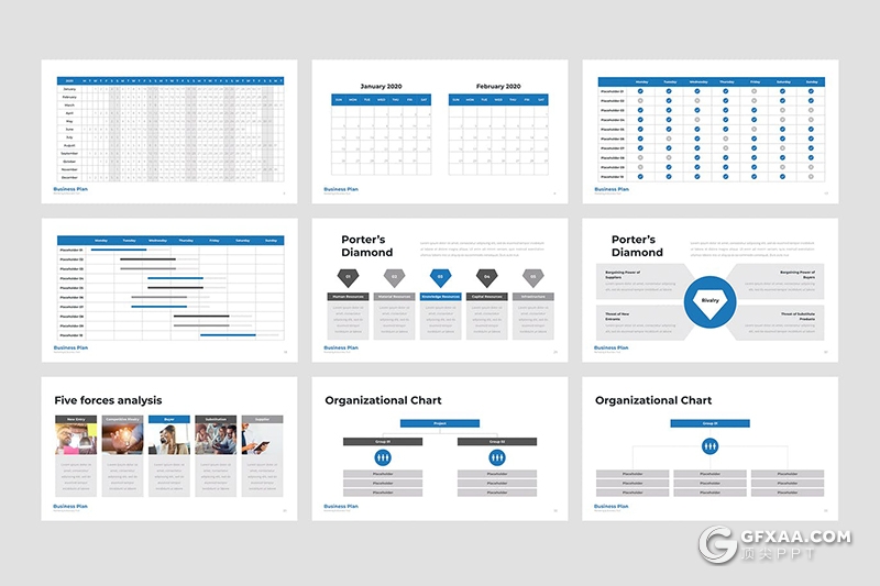 130页商务数据图形SWOT分析预算编制计划表统计信息团队信息时间轴鱼骨图2020年日历 2021年日历 2020年规划 2021年规划Google slides模板 - 顶尖PPT