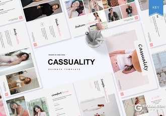 30页时尚简约风格摄影服装秀模特写真图片展示keynote模板5种主题配色 - 顶尖PPT