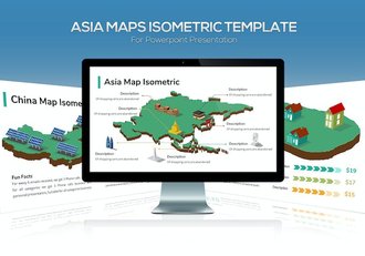 3D风格亚洲国家地图PPT模板 - 顶尖PPT