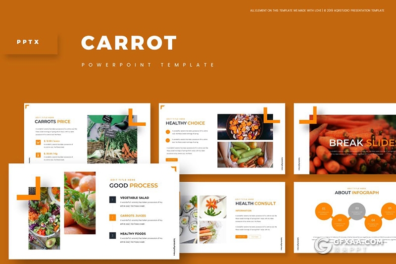 30页国外极简文艺风格蔬菜果蔬介绍展示PPT模板5种主题配色 - 顶尖PPT