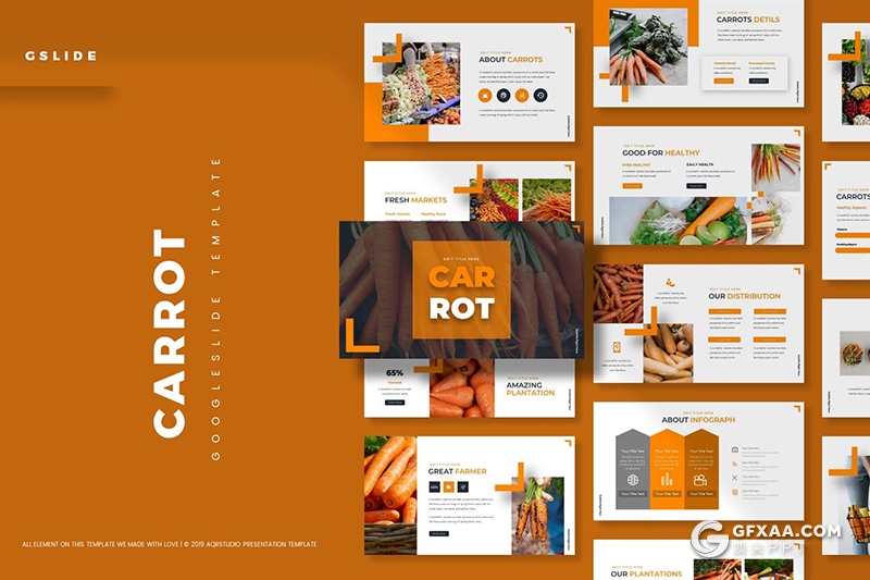30页国外极简文艺风格蔬菜果蔬介绍展示Google slides模板5种主题配色 - 顶尖PPT