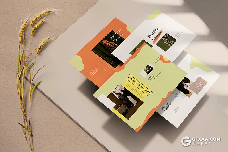 30页创意图形极简文艺时尚服装秀模特写真Google slides模板 - 顶尖PPT