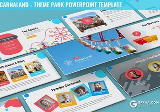 30页彩色精美游乐园公园介绍展示数据分析调查高端PPT模板 - 顶尖PPT