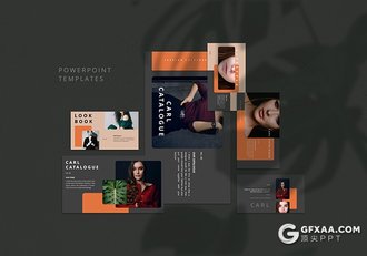 25页极简女性时尚服装展示国外扁平化PPT模板 - 顶尖PPT