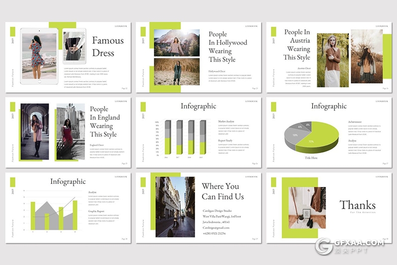 30页欧美扁平化简约时尚多用途Google slides模板5种配色 - 顶尖PPT