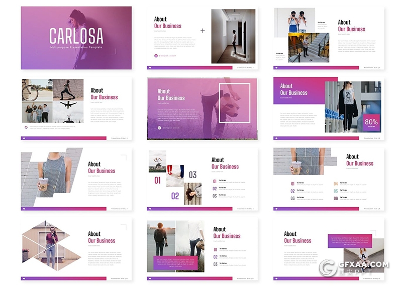 30页紫色渐变国外高端Google slides模板商务通用外国Google slides模板 - 顶尖PPT