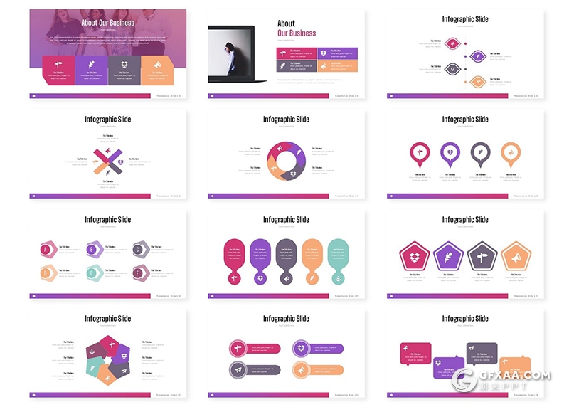 30页紫色渐变国外高端Google slides模板商务通用外国Google slides模板 - 顶尖PPT