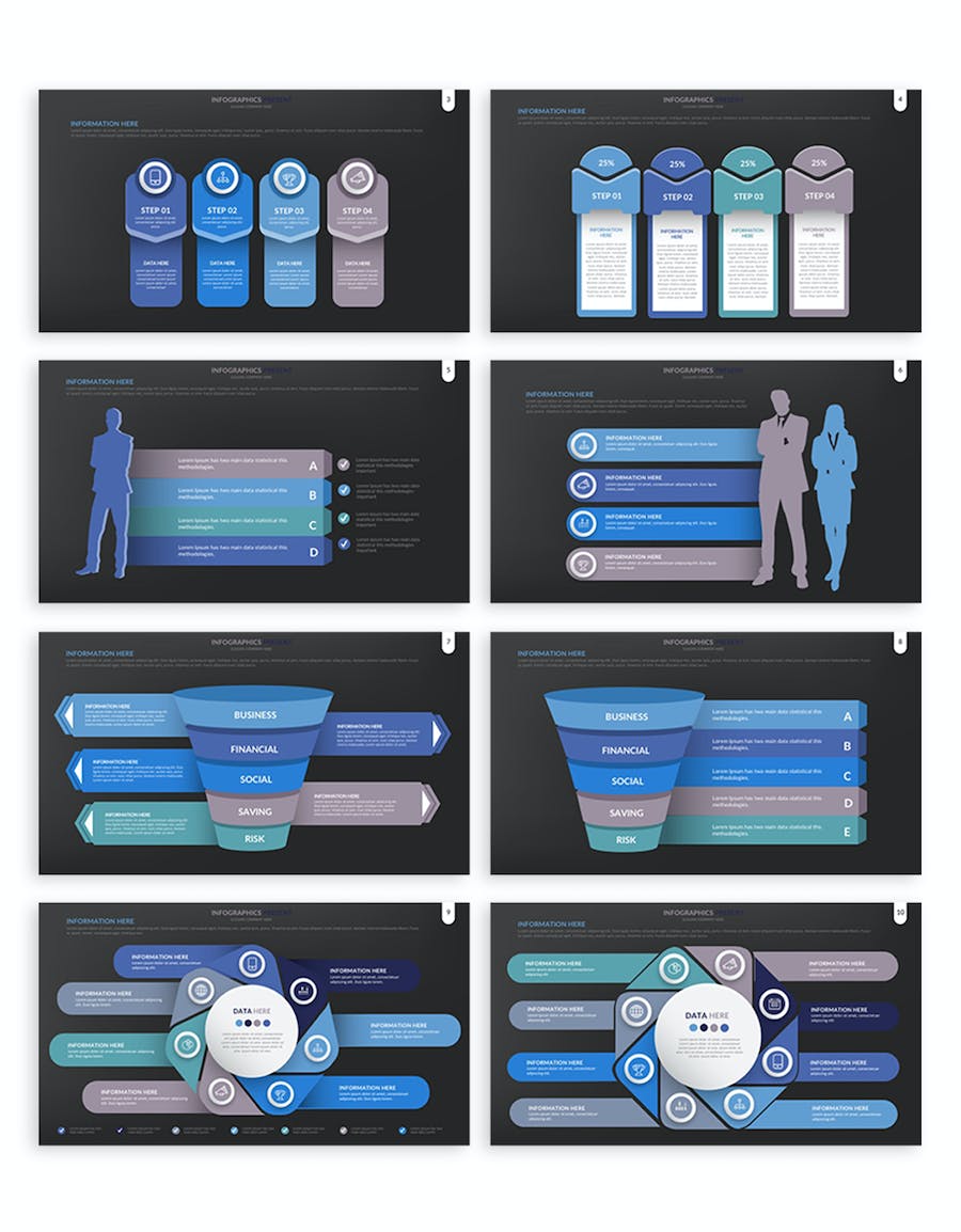 国外蓝色创意要点图形循环图形图表keynote模板 - 顶尖PPT