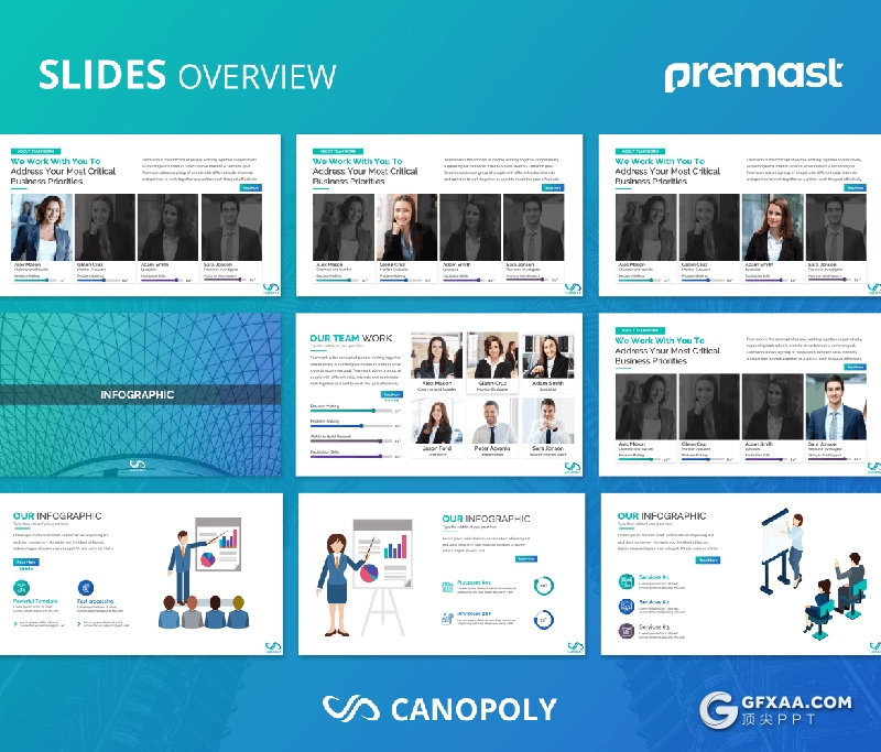 85页蓝绿渐变色商业会议业务规划公司会议企业介绍高端国外PPT模板 - 顶尖PPT