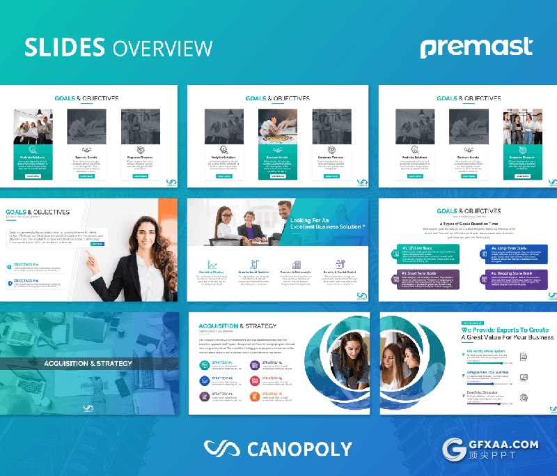 85页蓝绿渐变色商业会议业务规划公司会议企业介绍高端国外PPT模板 - 顶尖PPT