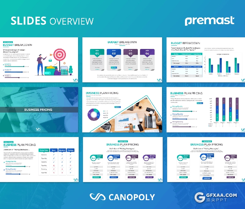 85页蓝绿渐变色商业会议业务规划公司会议企业介绍高端国外PPT模板 - 顶尖PPT