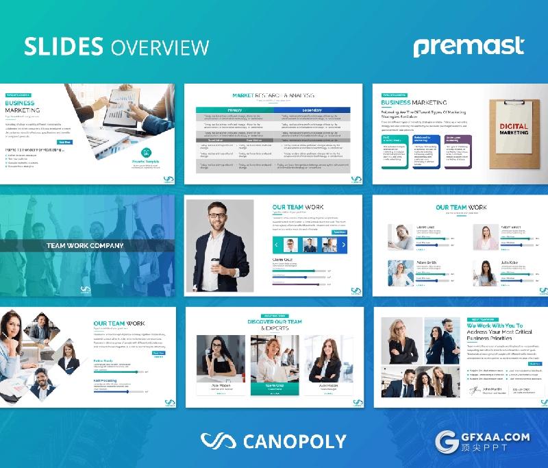 85页蓝绿渐变色商业会议业务规划公司会议企业介绍高端国外PPT模板 - 顶尖PPT