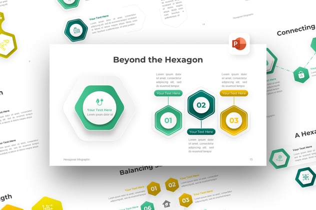 六角信息图形PPT模板 - 顶尖PPT