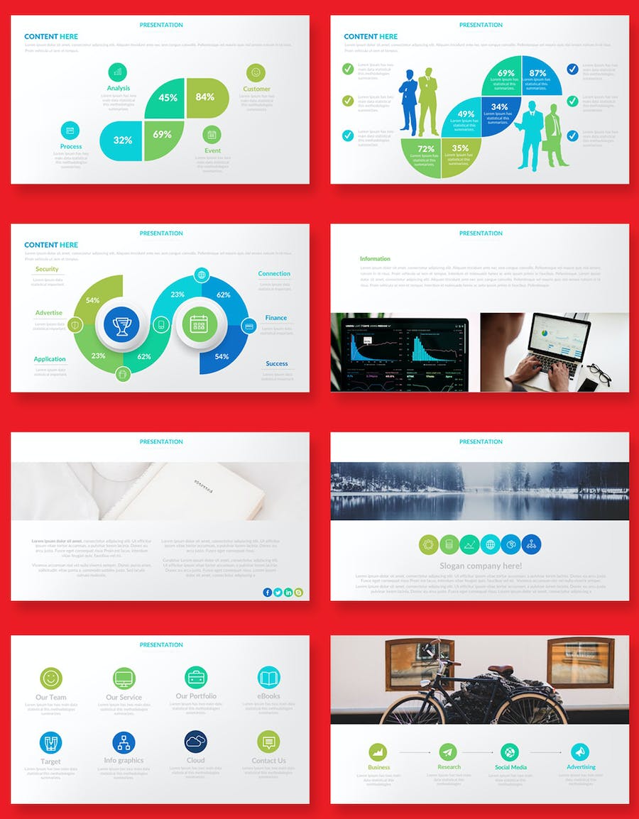 大气企业商务数据分析信息图表PPT模板 - 顶尖PPT