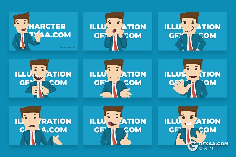 36页PPT绘制卡通西服领带商务人物图形模板PPT完全可编辑卡通插画人物 - 顶尖PPT